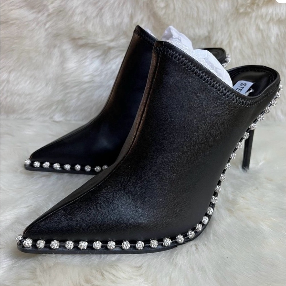 Venom by Steve Madden Black Mules with Silver Detailing